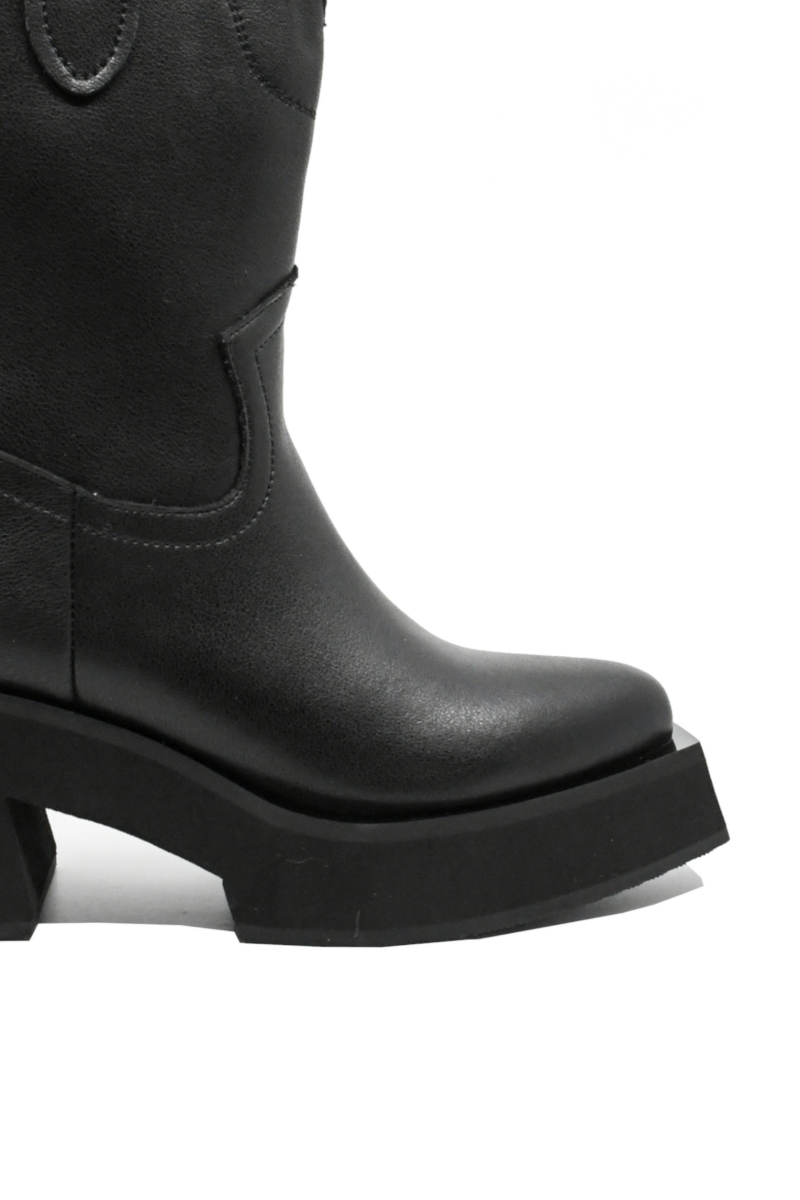 Imagine Ghete damă cu platformă și toc masiv negre, din piele naturală GOR305