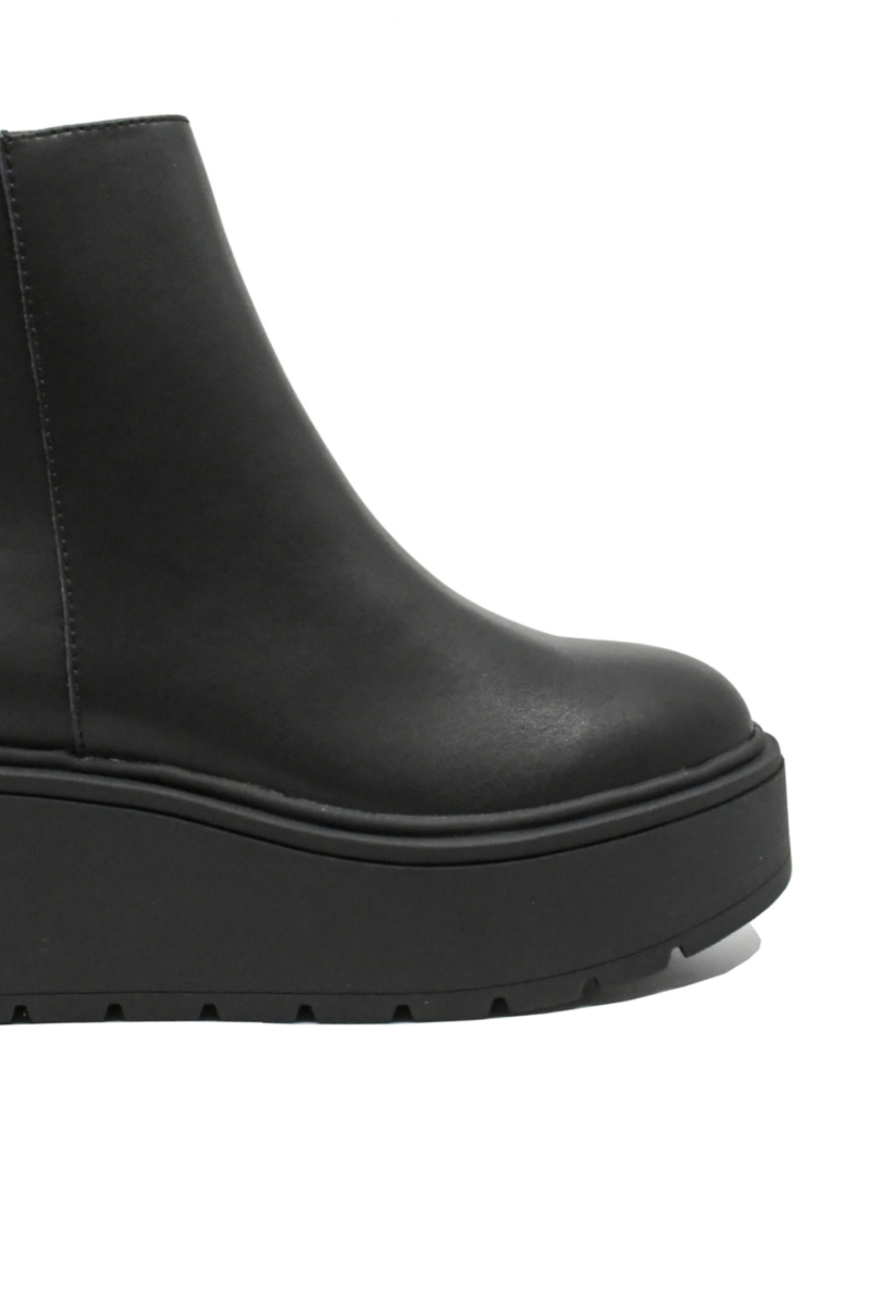 Imagine Ghete damă cu platformă wedge, negre, din piele naturală GOR10720