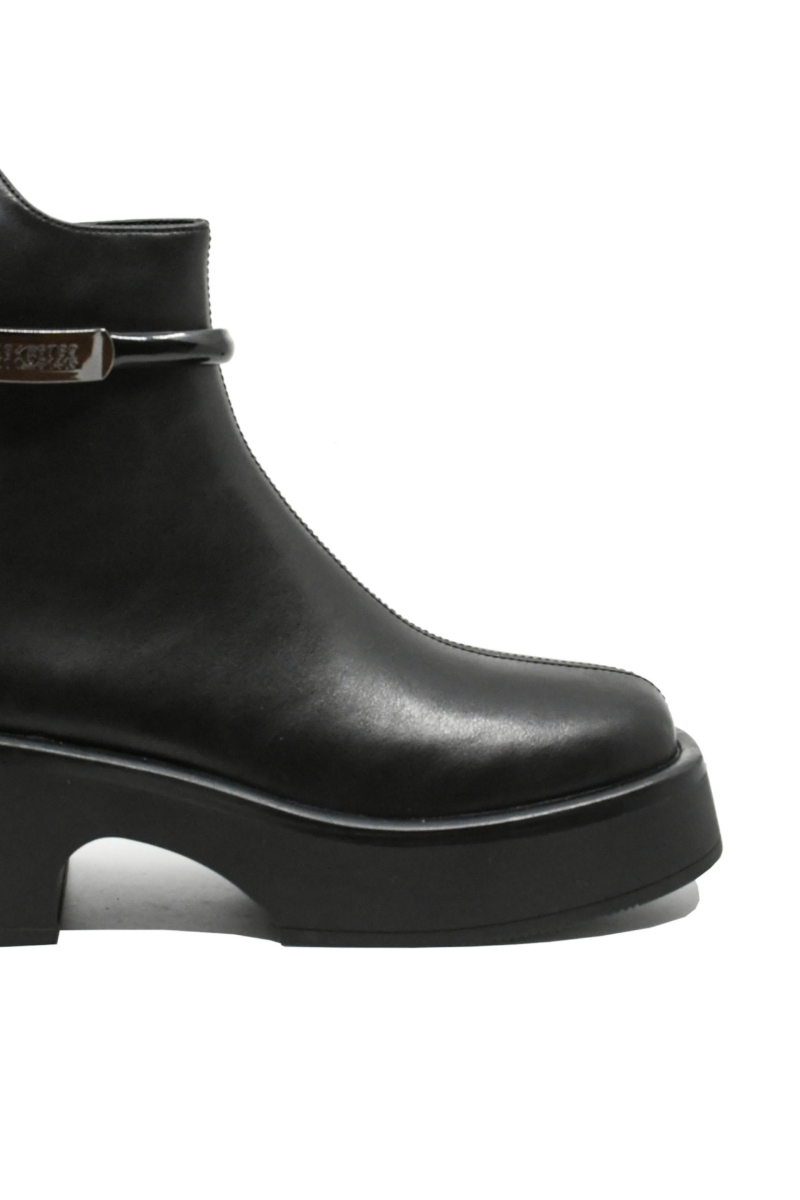 Imagine Ghete platformă cu brățară la gleznă, negre din piele naturală GOR5182