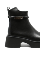 Imagine Ghete platformă cu brățară la gleznă, negre din piele naturală GOR5182