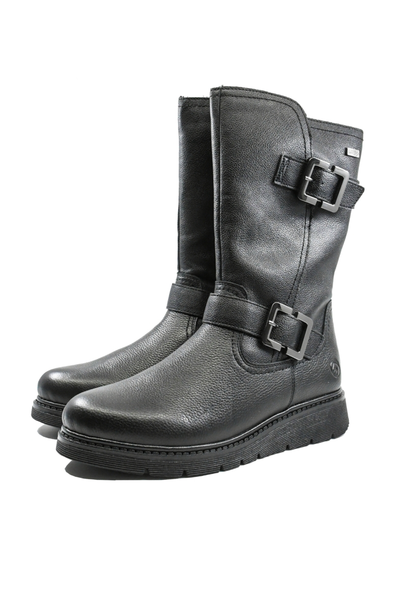 Imagine Ghete damă cu catarame, negre din piele naturală granulată REMD3980-00