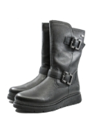 Imagine Ghete damă cu catarame, negre din piele naturală granulată REMD3980-00