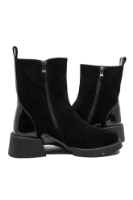 Imagine Ghete damă cu talpa înaltă, negre, din piele întoarsă cu detalii din lac GOR4477NV