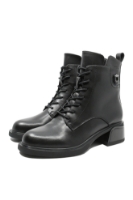 Imagine Ghete ankle cu șireturi, negre din piele naturală GOR5238