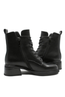 Imagine Ghete ankle cu șireturi, negre din piele naturală GOR5238