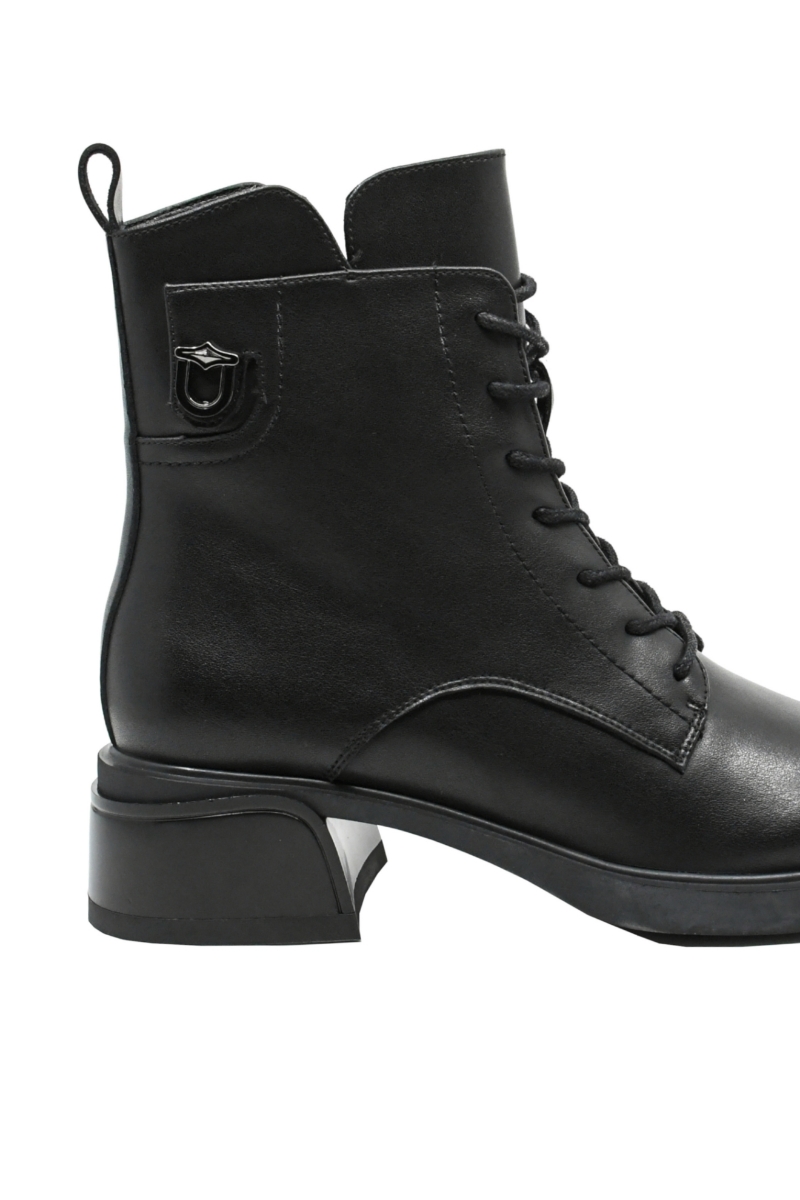 Imagine Ghete ankle cu șireturi, negre din piele naturală GOR5238