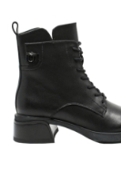 Imagine Ghete ankle cu șireturi, negre din piele naturală GOR5238