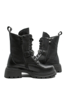 Imagine Ghete stil combat cu șireturi, negre din piele naturală GOR061