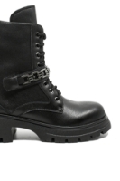 Imagine Ghete stil combat cu șireturi, negre din piele naturală GOR061