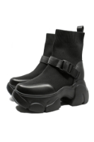 Imagine Ghete damă stil șosetă negre, cu platformă voluminoasă FNX902