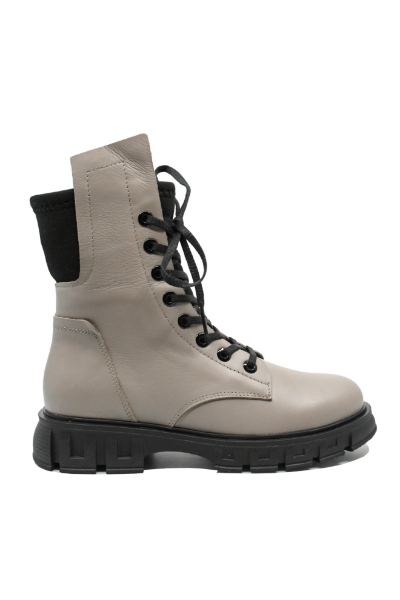 Imagine Ghete damă casual, gri vizon din piele naturală, cu inserție elastică MIR21015