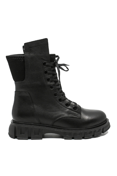 Imagine Ghete damă casual, negre din piele naturală, cu inserție elastică MIR21015