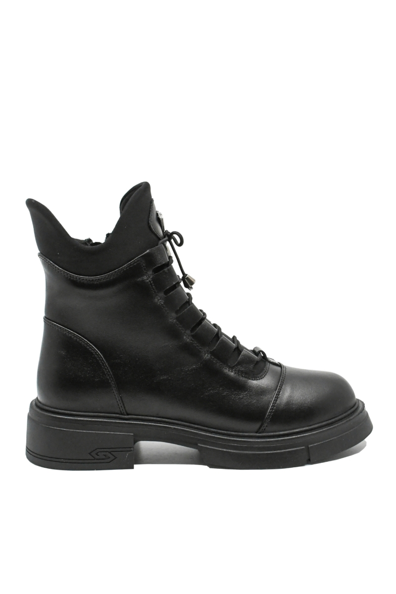 Imagine Ghete ankle  damă negre din piele naturală, cu decorațiune metalică MIR6001