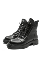 Imagine Ghete ankle  damă negre din piele naturală, cu decorațiune metalică MIR6001