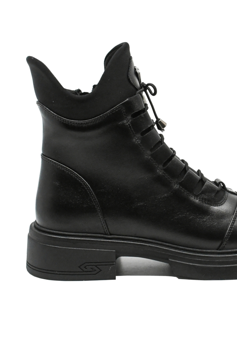 Imagine Ghete ankle  damă negre din piele naturală, cu decorațiune metalică MIR6001