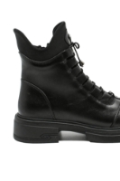 Imagine Ghete ankle  damă negre din piele naturală, cu decorațiune metalică MIR6001