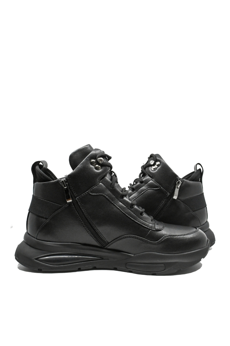 Imagine Ghete sport bărbați  negre, din piele naturală FNX1903-5