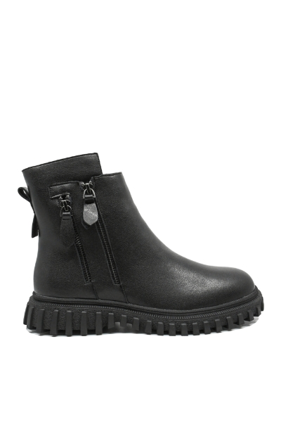 Imagine Ghete damă negre din piele naturală cu fermoare decorative OTR470015