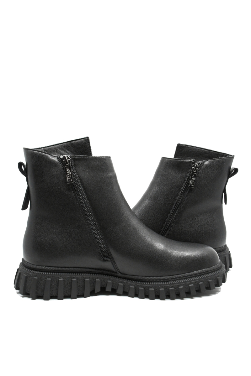 Imagine Ghete damă negre din piele naturală cu fermoare decorative OTR470015