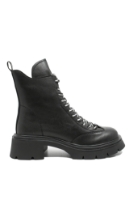 Imagine Ghete damă negre din piele naturală cu șireturi contrast OTR70028