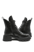 Imagine Ghete damă negre din piele naturală cu șireturi contrast OTR70028