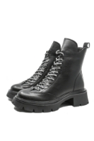 Imagine Ghete damă negre din piele naturală cu șireturi contrast OTR70028