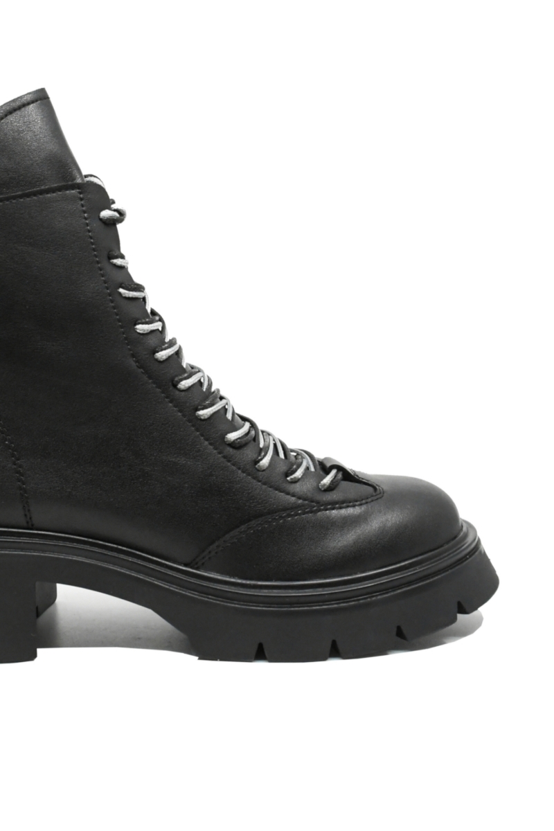 Imagine Ghete damă negre din piele naturală cu șireturi contrast OTR70028