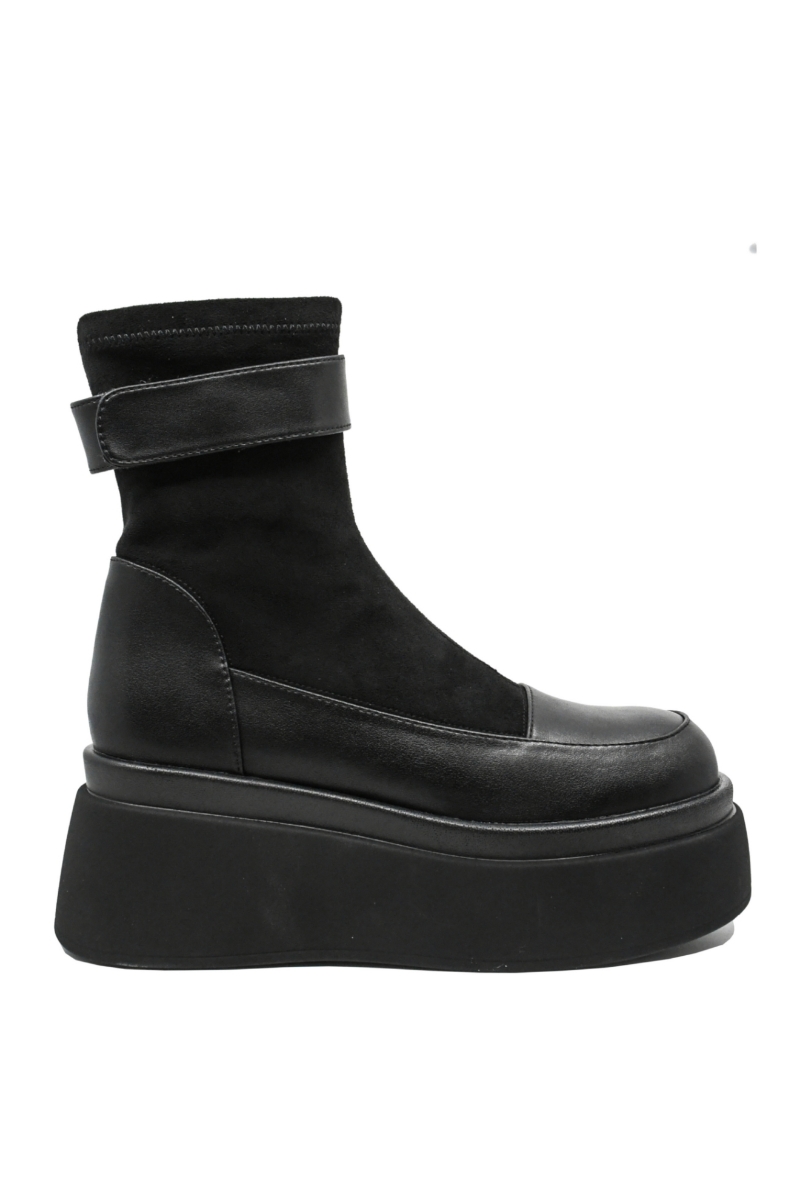 Imagine Ghete damă cu platformă înaltă, negre, din piele naturală GOR8365