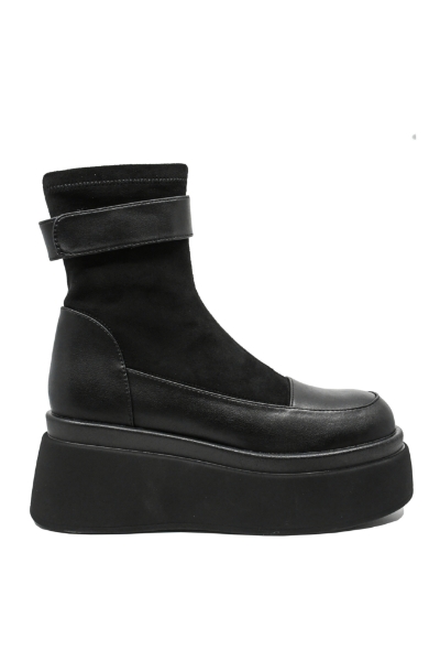 Imagine Ghete damă cu platformă înaltă, negre, din piele naturală GOR8365