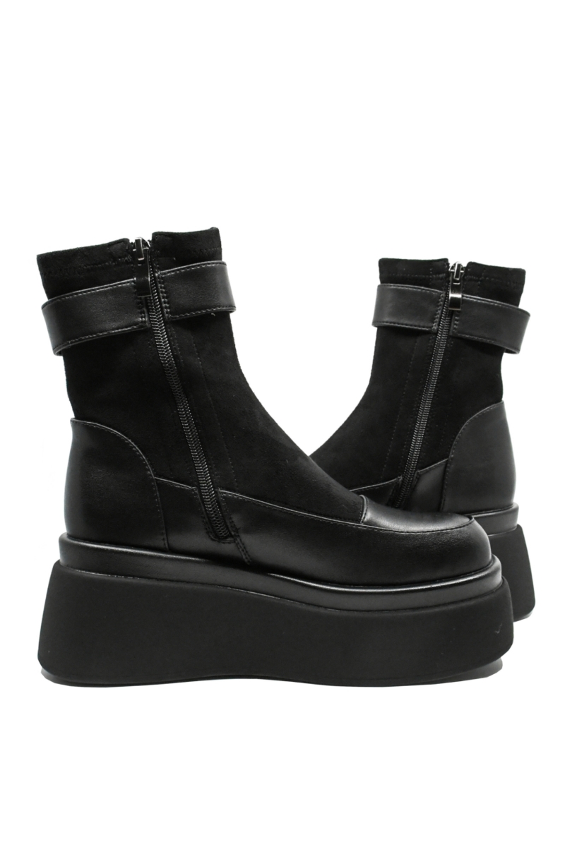 Imagine Ghete damă cu platformă înaltă, negre, din piele naturală GOR8365