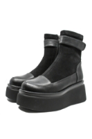 Imagine Ghete damă cu platformă înaltă, negre, din piele naturală GOR8365