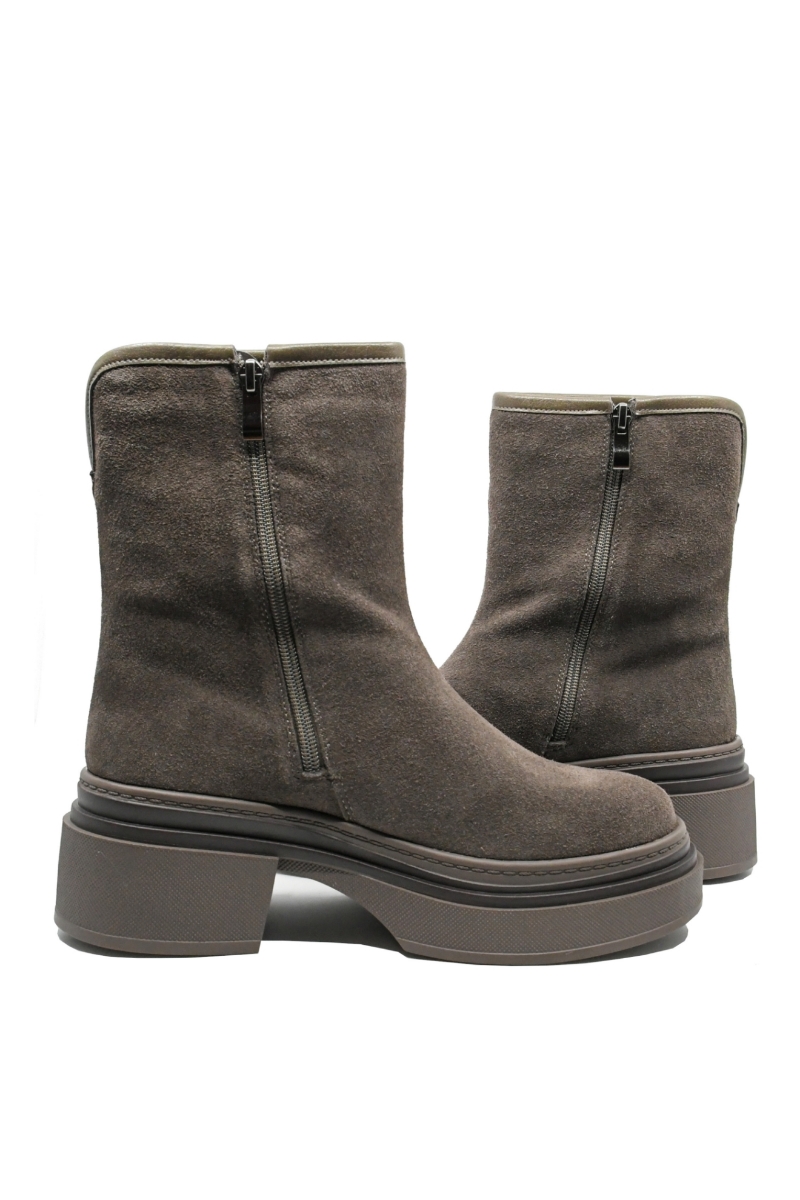 Imagine Ghete damă solide, cu platformă, gri, din piele întoarsă GOR9998