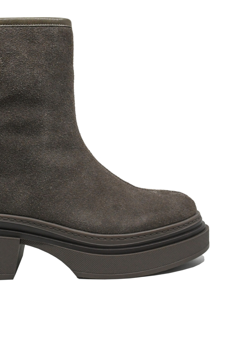 Imagine Ghete damă solide, cu platformă, gri, din piele întoarsă GOR9998