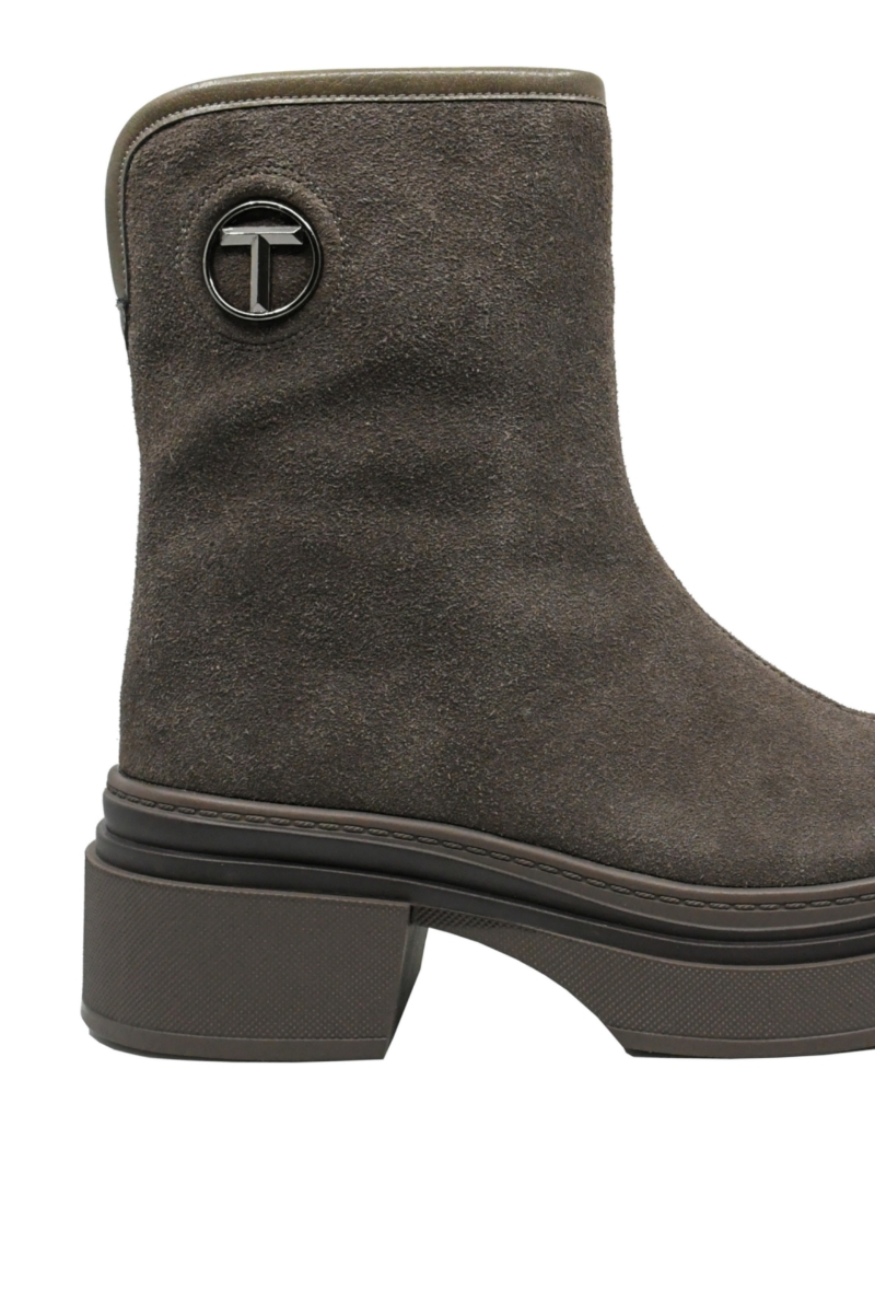 Imagine Ghete damă solide, cu platformă, gri, din piele întoarsă GOR9998