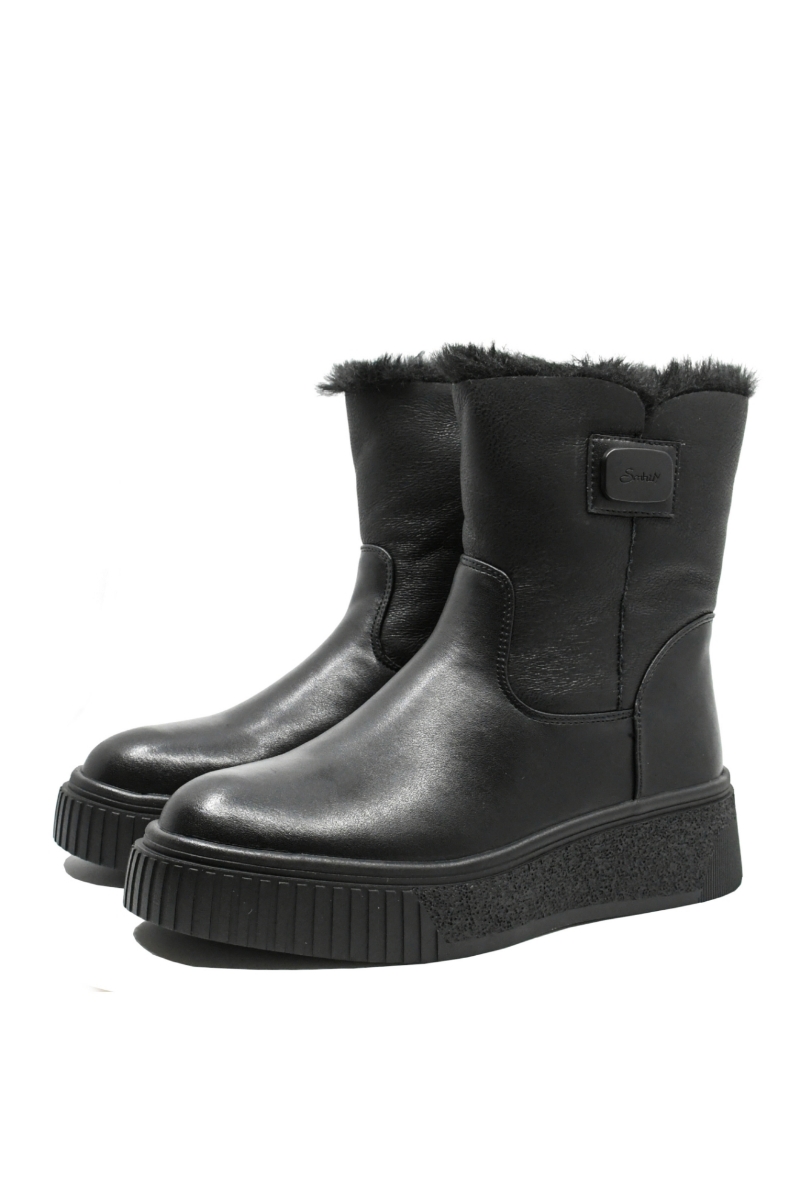 Imagine Ghete damă îmblănite, negre, din piele naturală GOR11626