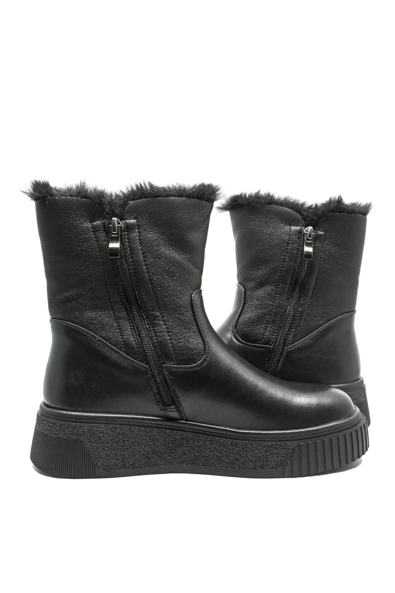 Imagine Ghete damă îmblănite, negre, din piele naturală GOR11626