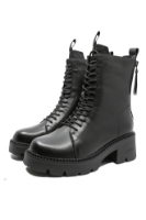 Imagine Ghete damă combat style negre, din piele naturală FNX22373