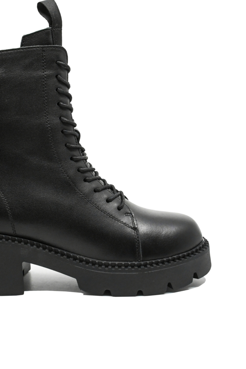 Imagine Ghete damă combat style negre, din piele naturală FNX22373