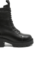 Imagine Ghete damă combat style negre, din piele naturală FNX22373