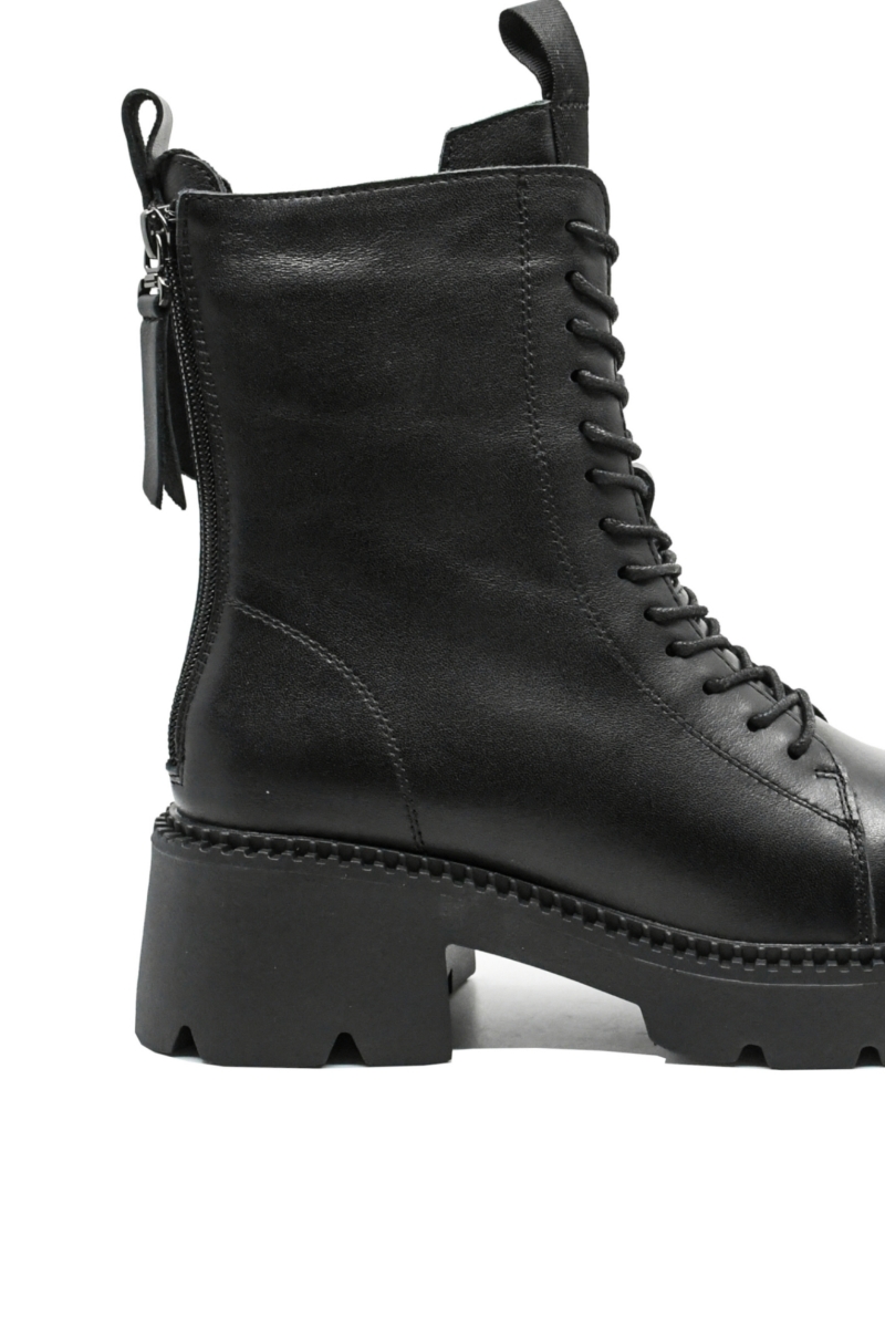 Imagine Ghete damă combat style negre, din piele naturală FNX22373