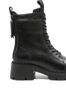 Imagine Ghete damă combat style negre, din piele naturală FNX22373