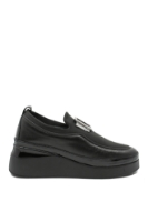 Imagine Pantofi slip-on flexibili cu talpa înaltă, negri din piele naturală MIR24232409