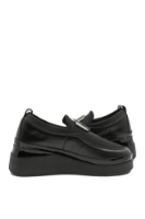 Imagine Pantofi slip-on flexibili cu talpa înaltă, negri din piele naturală MIR24232409