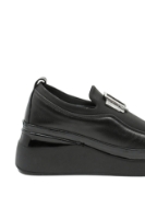 Imagine Pantofi slip-on flexibili cu talpa înaltă, negri din piele naturală MIR24232409