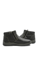 Imagine Ghete bărbați, îmblănite, negre din piele naturală cu granulații și cusături decorative RIK05362-00