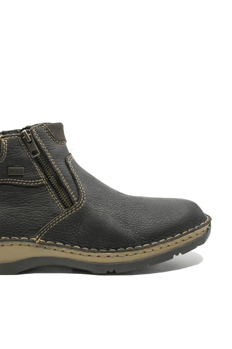 Imagine Ghete bărbați, îmblănite, maro din piele naturală cu granulații și cusături decorative RIK05362-25