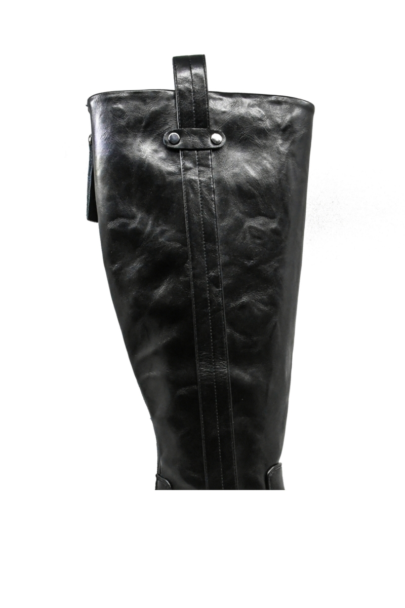 Imagine Cizme damă înalte cu carâmb moale, negre din piele naturală OTR470015