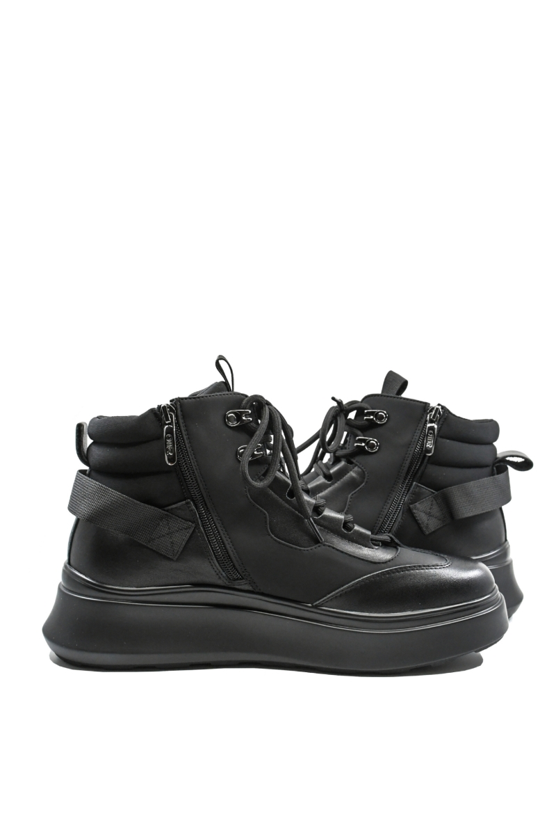 Imagine Ghete înalte casual sport negre din piele naturală OTR270017