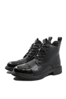 Imagine Botine joase negre din piele naturală, cu vârf din lac OTR570010