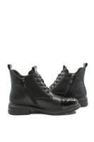 Imagine Botine joase negre din piele naturală, cu vârf din lac OTR570010